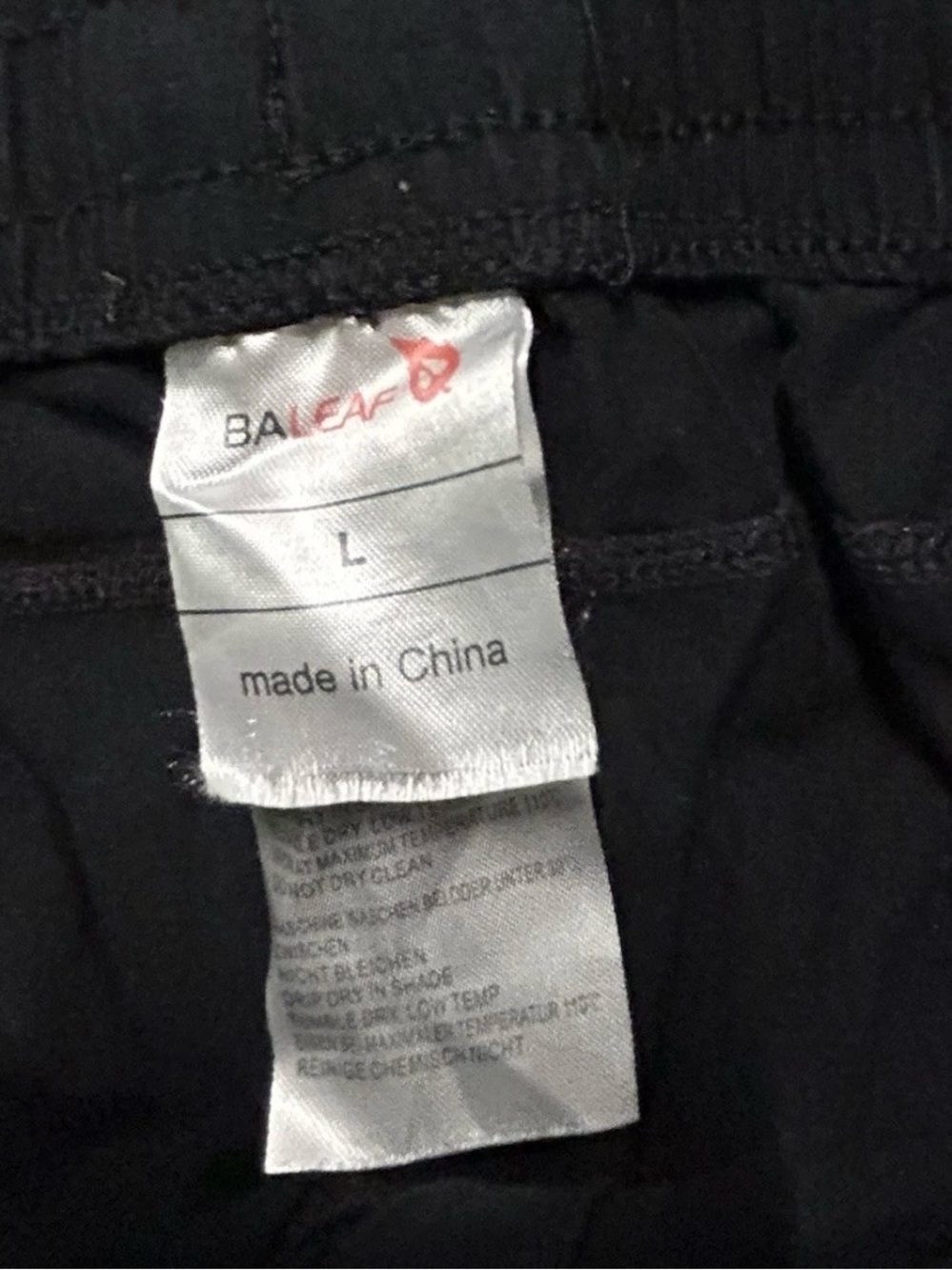 Men’s Baleaf Black Sweatpants Size Large Elastic Tie Waist - Picture 4 of 4